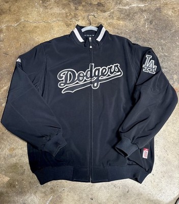 Authentic Majestic Los Angeles Dodgers MLB LA Therma Jacket Black Grey XL RARE