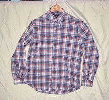 Ralph Lauren Men's Button Front Shirt Large Long Sleeve Red White Blue Plaid M
