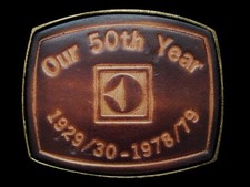 KD01140 VINTAGE 1979  OUR 50th YEAR 1929-1979  LEATHER BELT BUCKLE
