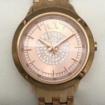Armani Exchange Womens Watch 30mm Rose Gold Tone Crystals AX5416 New Battery 6''