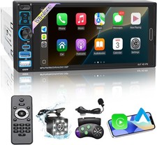 Single DIN Car Stereo Radio Wireless Apple Carplay & Android Auto, 6.9" IPS BT5.
