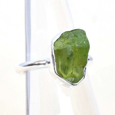 Natural Raw Peridot Stack Ring 925 Sterling Silver Peridot Birthstone Ring-RR141