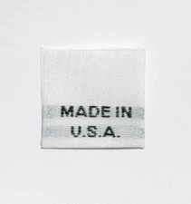LOT 250 PCS WHITE WOVEN SEWING CLOTHING CARE LABEL TAGS - MADE IN U.S.A.