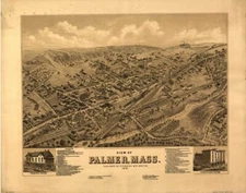 18" x 24" Map 1879 View of Palmer, Mass