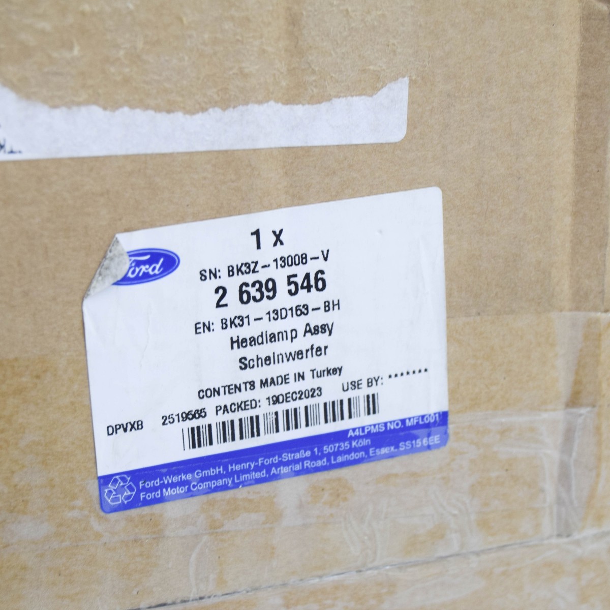 FORD TRANSIT MK4 Front Left Headlight LHD 2639546 BK31-13D153-BG  