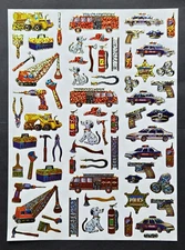 Vintage Prismatic Glitter Gold Stickers JOBS Construction Firefighter Police HTF