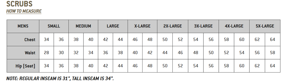 Scrub Top Carhartt Scrubs Size Chart Carhartt Men's Solid Ripstop