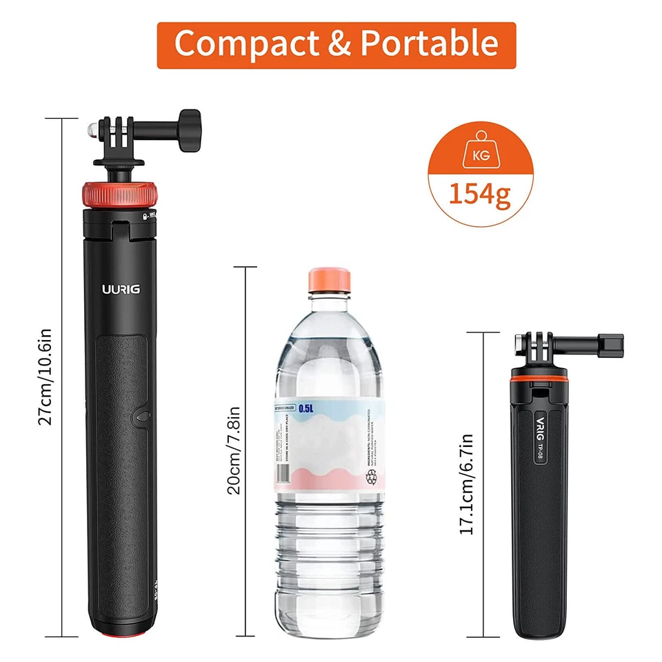 VRIG TP-08 Soporte de trípode portátil para selfies para GoPro Hero 12 11 10 9 Foto 2 de 4