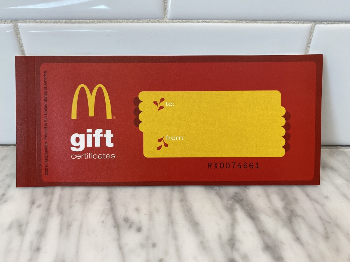 Rare Collectible, 2010 McDonald's Gift Certificates, Book of 5