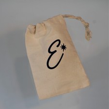 E Silver Jewelry Pouch Bleached Linen Drawstring Dust Bag Gift Bag