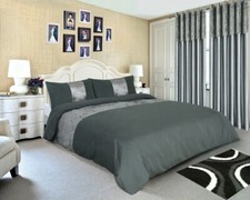 Image of Crushed velvet Microfiber Panel Duvet Quilt cover bedding set with Pillowcases