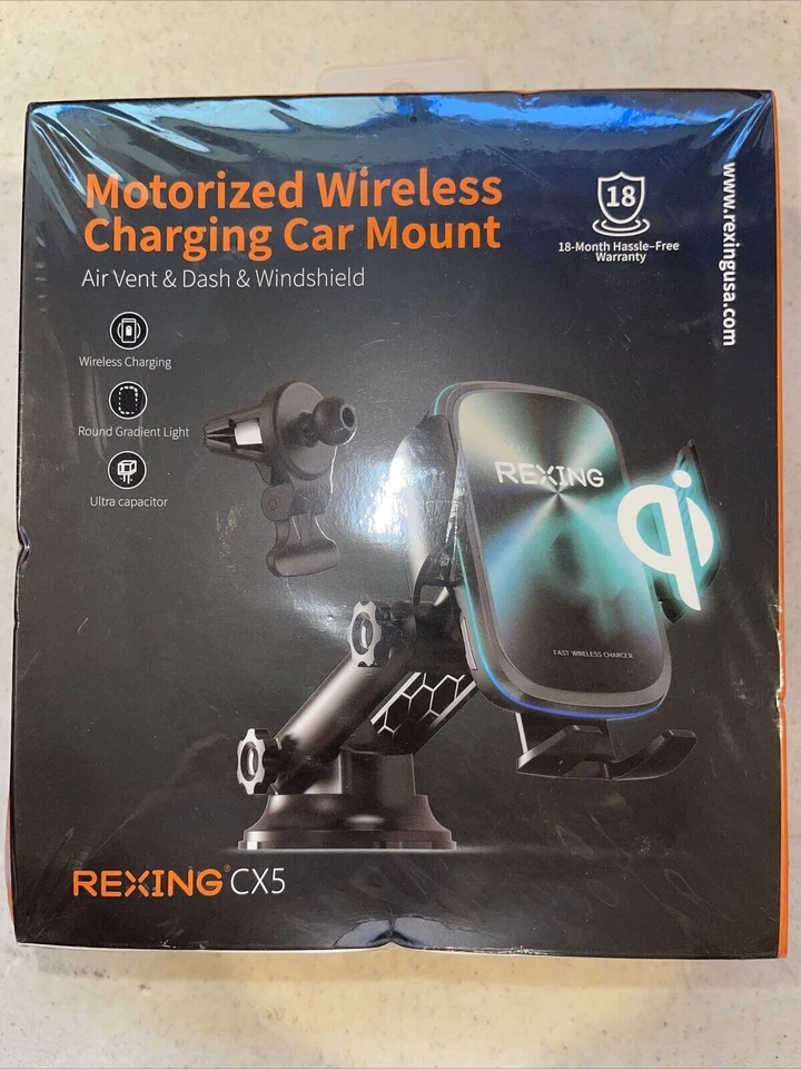 Rexing CX5 Motorized Wireless 15W/7.5W Qi Charging Car Mount for iPhone, Android - Image 4 of 4
