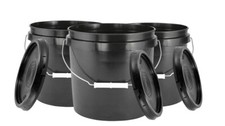 3.5 Gallon Black Bucket Pail  Lid Food Grade BPA Free Made in USA  Pack of 3 