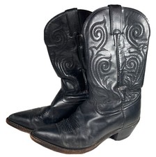 Vintage Tony Lama Leather Black Boots Size 6.5 B