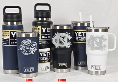 North Carolina Tarheels YETI Laser Engraved Tumblers, Mugs, Colsters,  Bottles