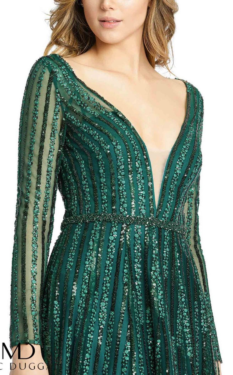 Mac duggal SALE エメラルドスイートハート ネック ロングドレス MAC DUGGAL ロング ドレス スパンコール 長袖 パーティドレス
