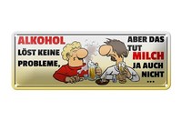 Blechschild Spruch 27X10 Cm Alkohol LöSt Keine Probleme Deko Schild Tin Sign