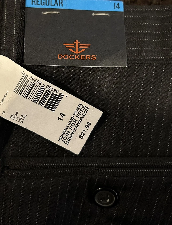 Nuevos Pantalones de Vestir Dockers Negros a Rayas - Niños Talla 14 Regular - Nuevos con Etiquetas Foto 3 de 4