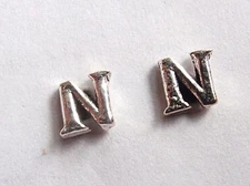 The Letter "N" Stud Earrings 925 Sterling Silver Corona Sun Jewelry n Initial