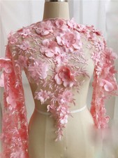 Lace Trim 3D Flower Embroidered Beaded Applique Ribbon Sewing Fabric Material