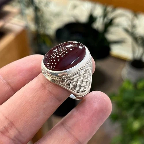 Natural Sulemani Hakik Silver Ring Father's Day gift-Birthday Gift Ring for him