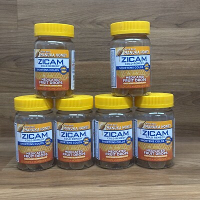 6 pack ZICAM Cold Remedy Medicated Fruit Drops Honey Lemon 03/2025