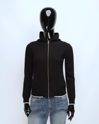 Womens ZADIG & VOLTAIRE Fever Wool Cahmere Blend Black Zip Hoodie