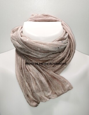Foulard Femme à Chevrons Et Paillettes Argentées Gris
