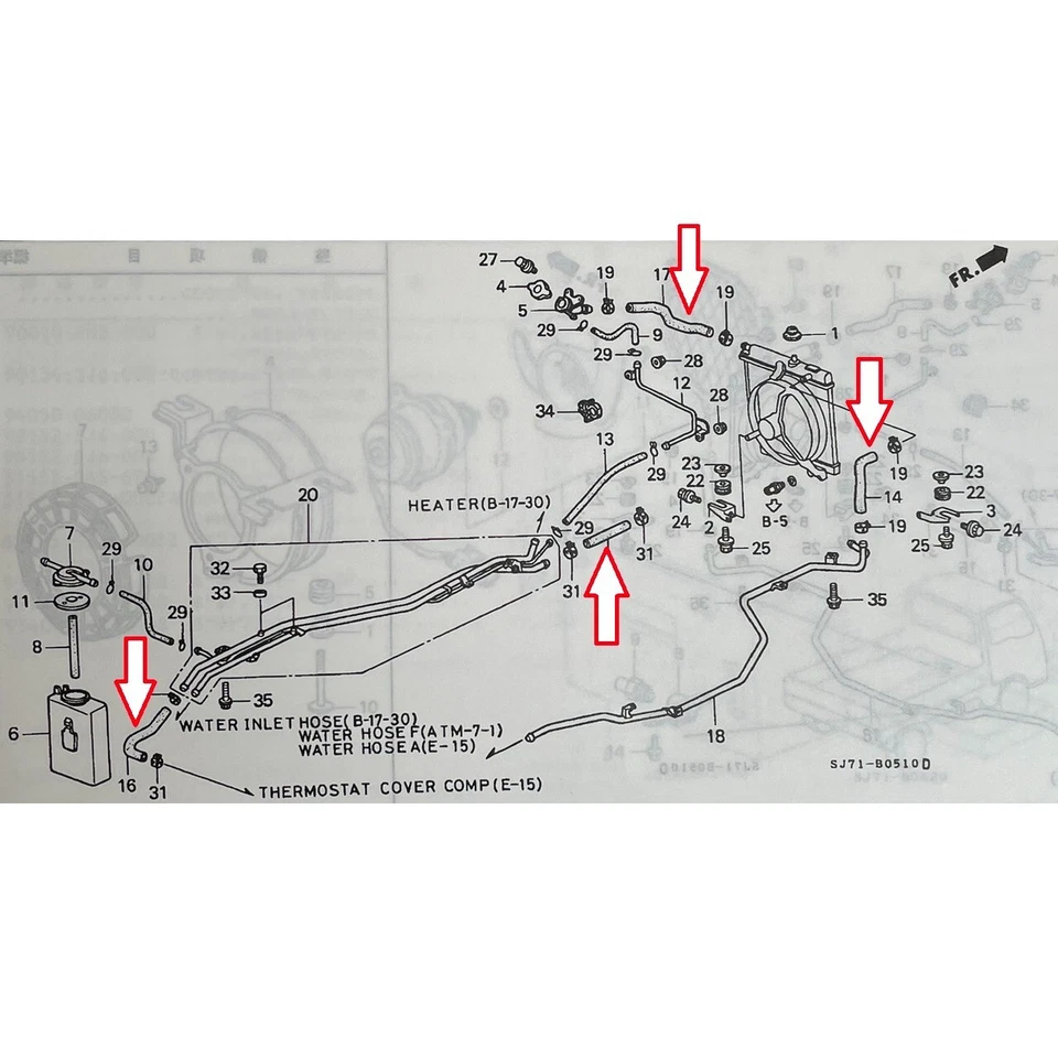 Genuino HONDA Acty HA3 HA4 Radiador Calentador Manguera Agua Juego de 8 piezas E07A Camión KEI Foto 2 de 4