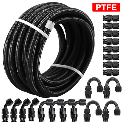 #ad #ad 4AN 6AN 8AN 10AN Nylon Braided PTFE Fuel Line 10FT 30FT w Fitting Hose Kit E85 $115.99