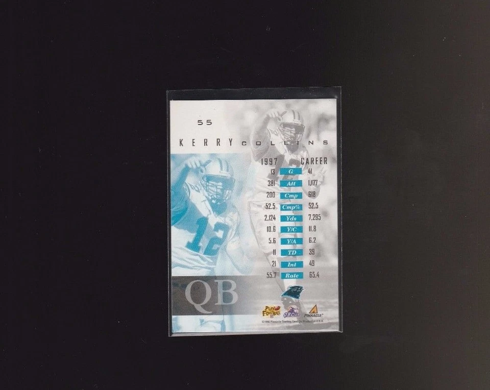 1997 Pinnacle Mint Collection Kerry Collins Panthers Silver Pinnacle #55  - Image 2 of 2