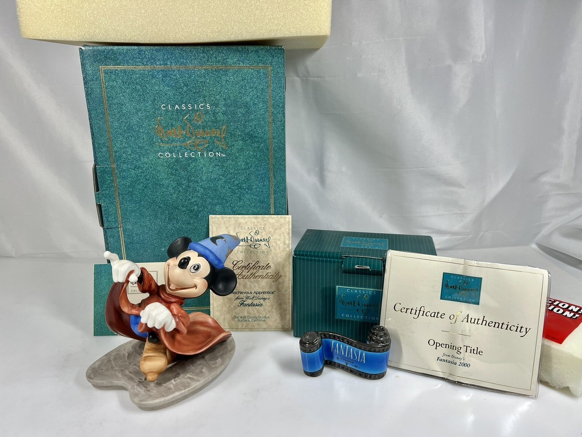 DISNEY WDCC Fantasia Mischievous Apprentice Mickey + Opening Title 