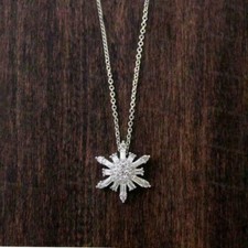 2Ct Baguette Cut Simulated Diamond Snowflake Pendant Necklace in Sterling Silver
