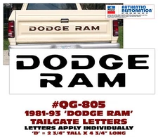 QG-805 1981 1982 1984 1985 1988 1989 1990 1992 1993 - DODGE RAM TAILGATE DECAL