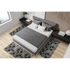 Tris Tappeto camera scendiletto stile moderno SCACCHI Nero cinigliato jacquard M