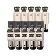 10 PCS RJ45 Connectors Tool Free Cat 8 Field Termination Plug Shielded 40G LAN