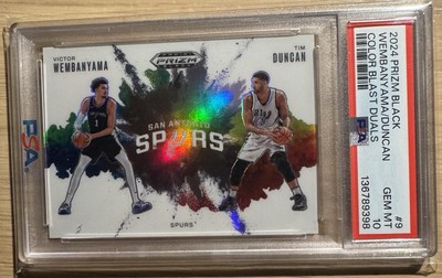 2024 Prizm Black Color Blast Victor Wembanyama Tim Duncan SSP PSA 10 Gem Mint