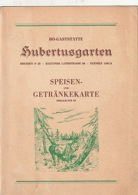 DDR Speisekarte    Dresden Hubertusgarten alt