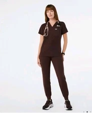 Figs Scrubs Set Espresso Top Small, Bottom Med Petite