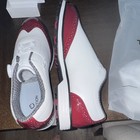 THESTRON Men's Leather Golf Shoes Lace-Up Low Top Rubber Cleats White/Red — photo 2