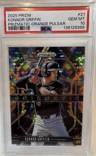 Panini Prizm Prizmatic Orange Pulsar #21 Konnor Griffin Rookie /399 PSA 10 Pira…
