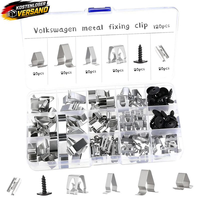 120 Stück Metall Clips für Auto Innenverkleidung Befestigung Reparatur Zubehör