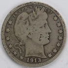 VG+ 1913 Barber Quarter