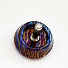 Titanium Damascus Spinning Top Desktop Spinner Fidget Toy Gyro Gyroscope Gift