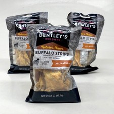 DENTLEY'S 3 PACK Dog Chews Buffalo Strips All Natural 3.5oz BB 09/30/2025 5279