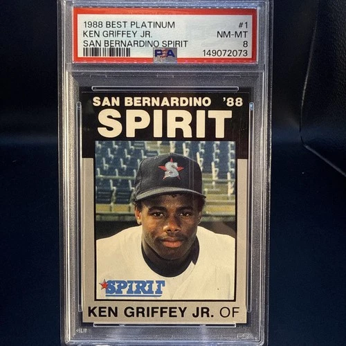 Best Cards 1988 San Bernardino Spirit Ken Griffey Jr #1 Platinum Rookie PSA 8