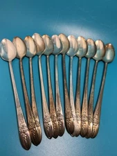 Vintage WM Rogers MFG Extra Plate Silver Spoons, Set Of 12, 8” Long
