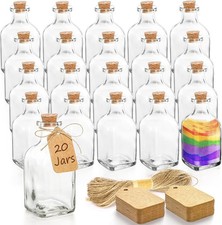 20 Pack Glass Bottles W/ Cork Stoppers 3.4 oz Small Vintage Style Favor Jars