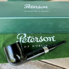 Junior EBONY Sterling Silver Mounted Lovat Fishtail Pipe - New