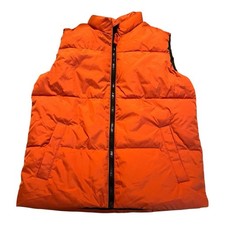 Old Navy Boys Orange Puffer Vest Size L 10 12 Zip Front